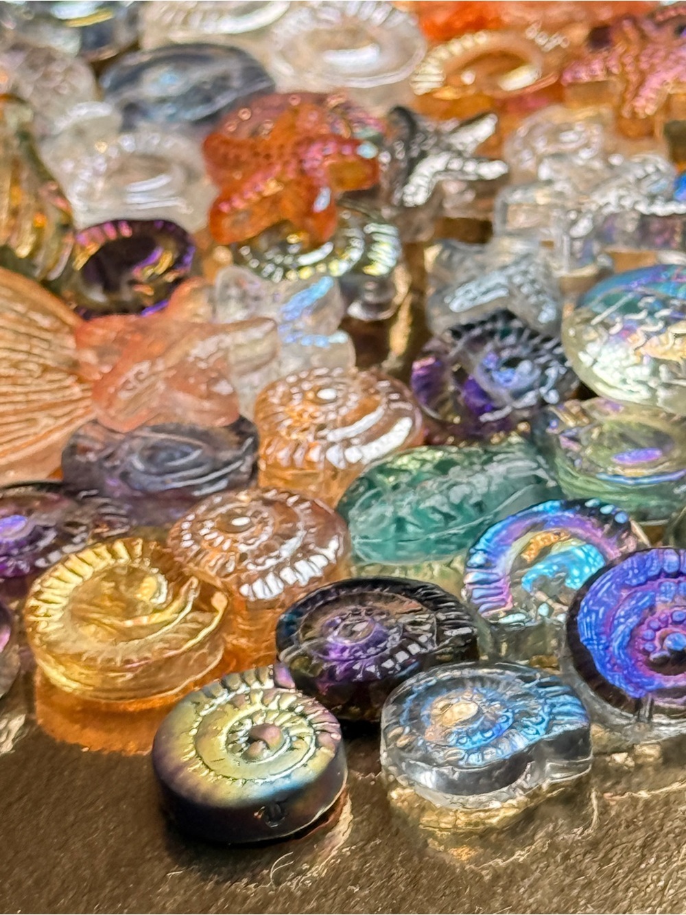 NEW! Crystal Glass Seashell, Fish Starfish, Mermaid Tails Shells Beads DIY LOT